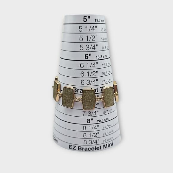 Textured Gold Sparkle Rectangle Link Vintage Bracelet - Picture 7 of 7